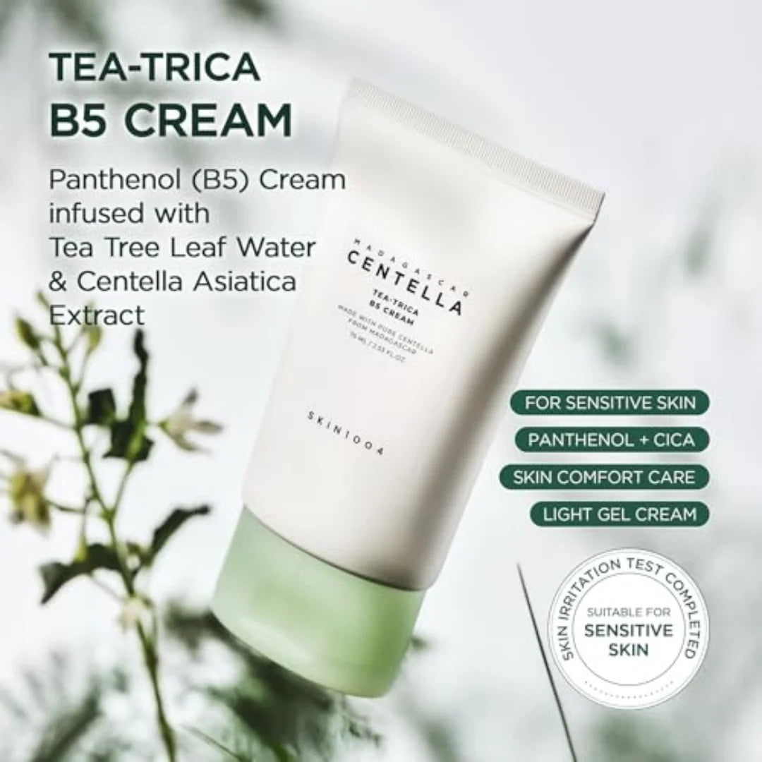 SKIN1004 Tea-Trica BS Cream Centella Asiatica Face Moisturizer Acne Soothing Repair Oily Blemish Prone Skin Korean Care 75ml