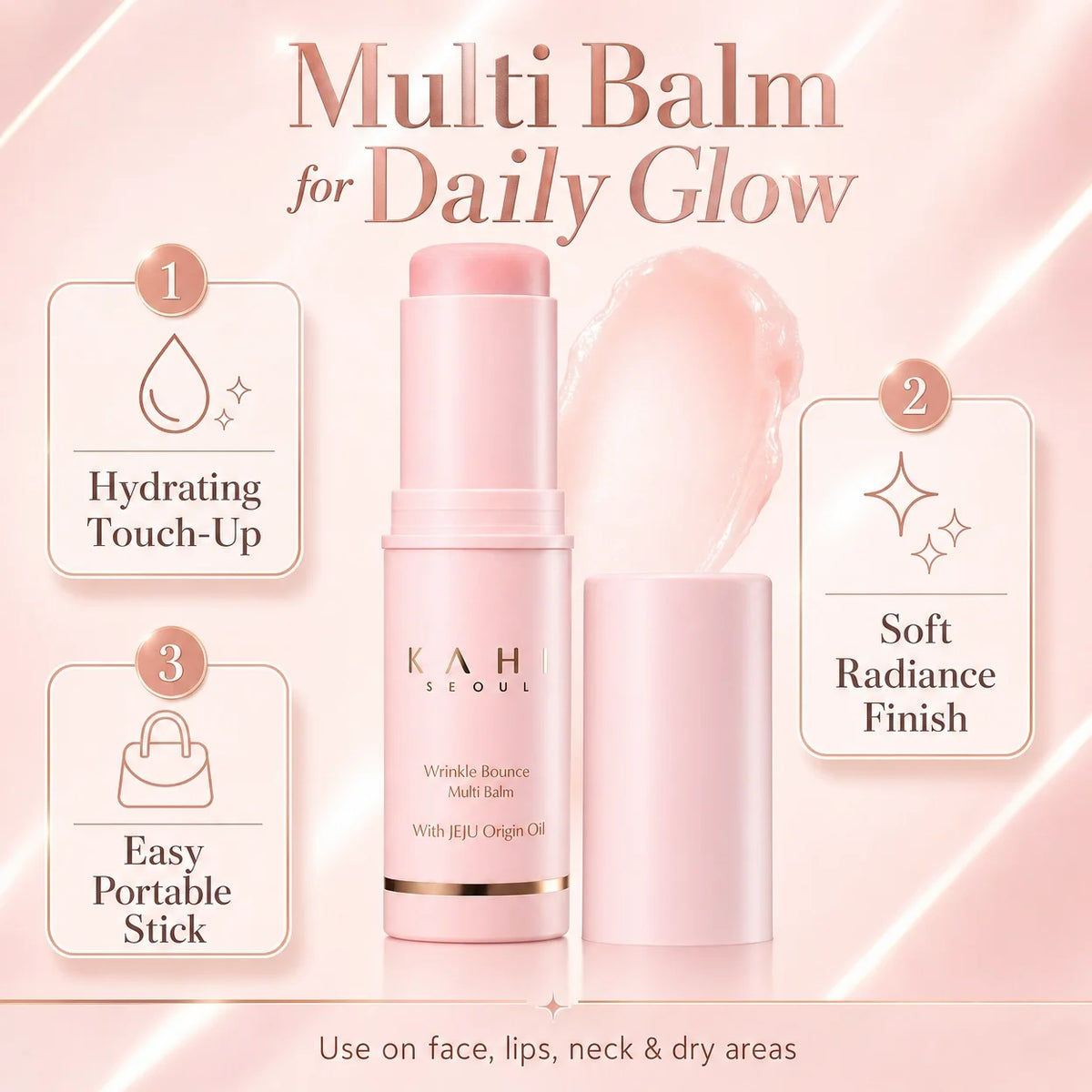Korean Skin Care KAHI Wrinkle Bounce Multi Balm Stick,All-in-One Deep Hydrating Lip Balm Eye Cream Neck Cream Gift for Women