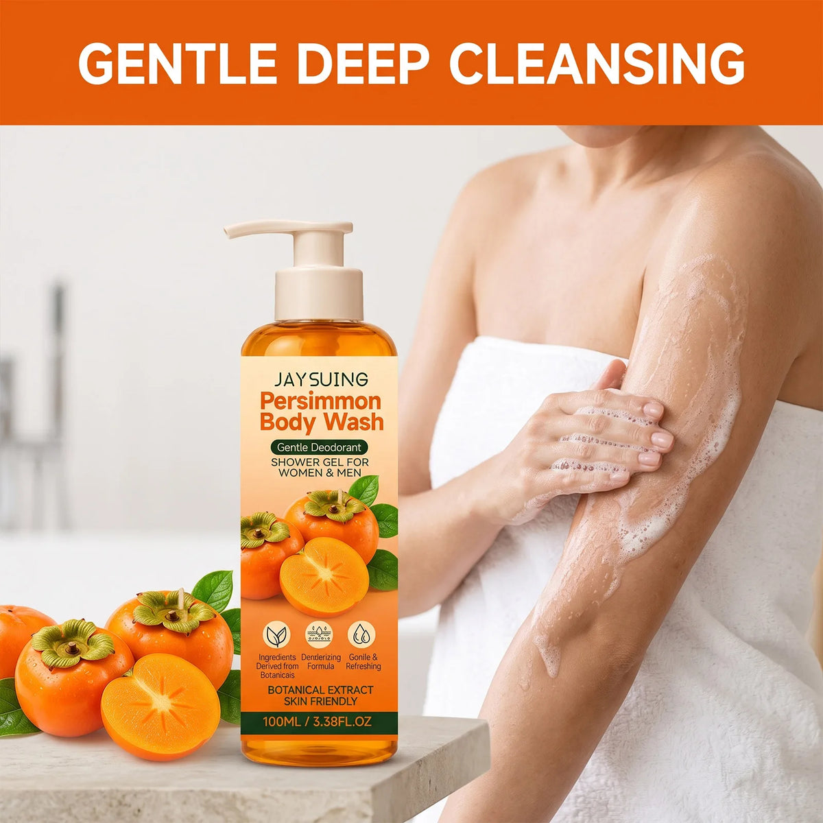 Persimmon Refreshing Body Wash Gentle Moisturizing Smooth Soft Silky Hydrating Nourishing Shower Gel All Skin Types Daily
