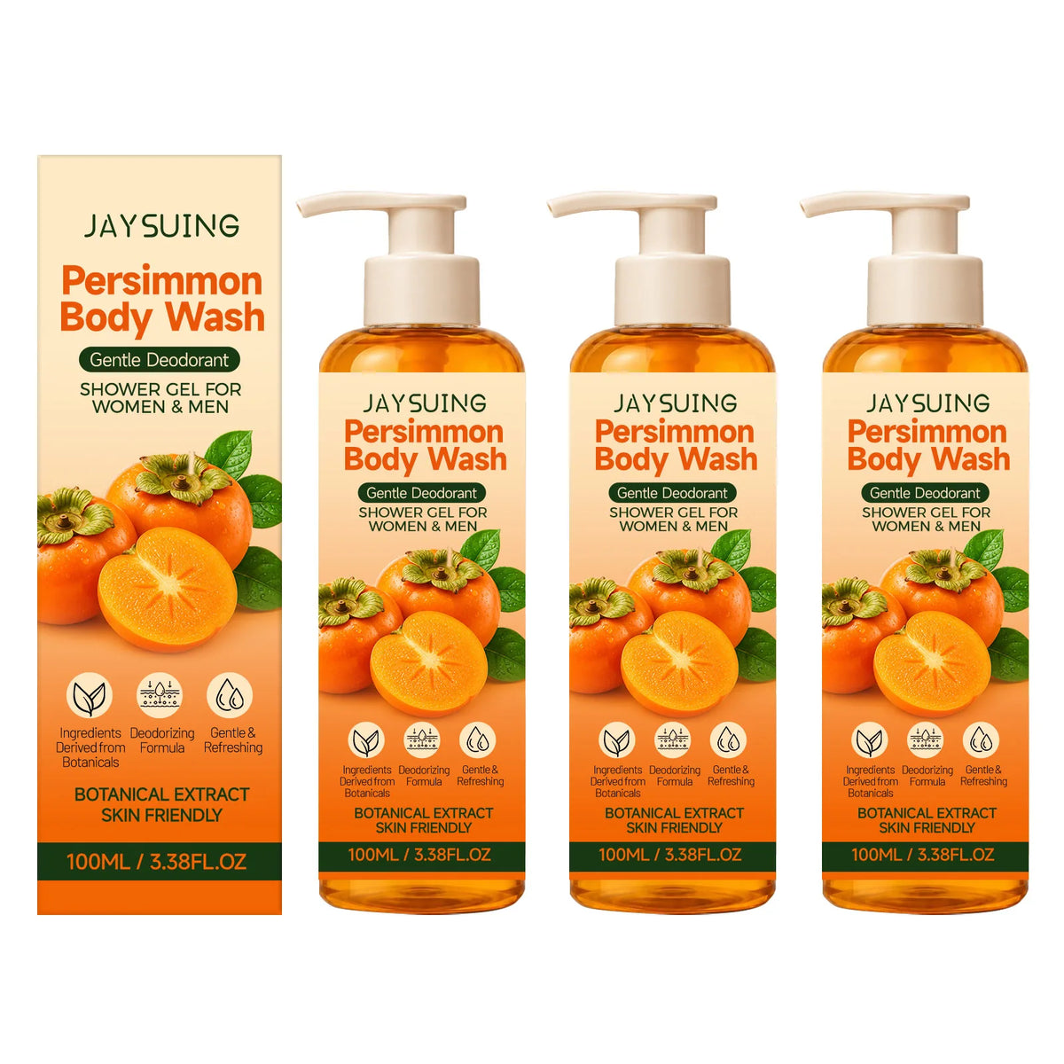 Persimmon Refreshing Body Wash Gentle Moisturizing Smooth Soft Silky Hydrating Nourishing Shower Gel All Skin Types Daily