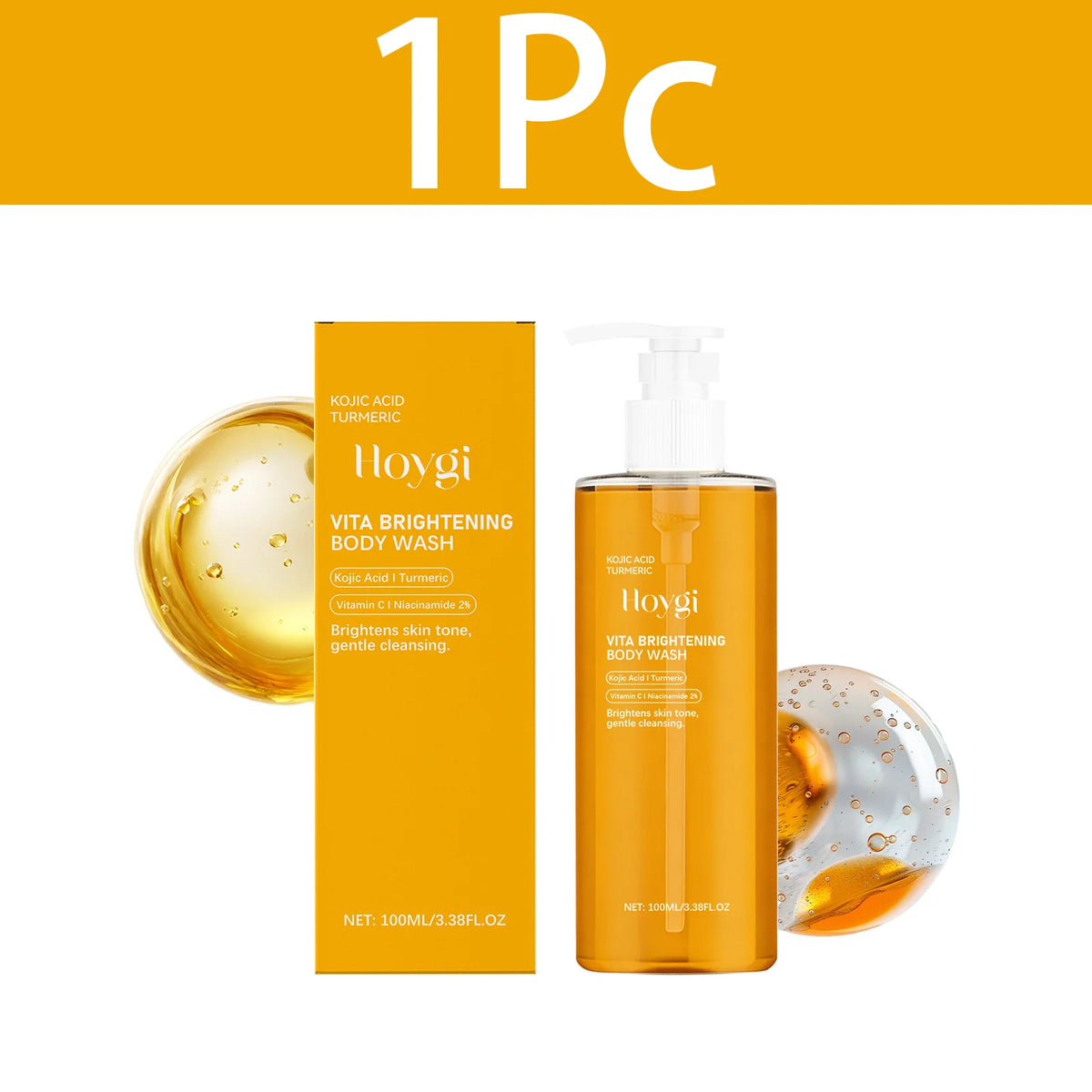 HOYGI Turmeric Shower Gel Moisturizing Smooth Skin Gentle Foam Body Cleansing Nicotinamide Whitening Brightening Body Wash 100ml