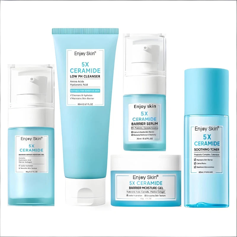 Ceramide Facial Skincare Series: Soothing Toner,Moisturizing Face Cream,Low PH Cleaner,Barrier Serum,Moisture Gel,Skin Hydration