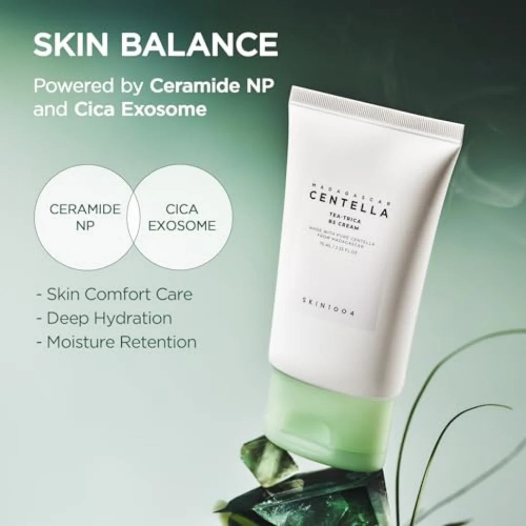 SKIN1004 Tea-Trica BS Cream Centella Asiatica Face Moisturizer Acne Soothing Repair Oily Blemish Prone Skin Korean Care 75ml