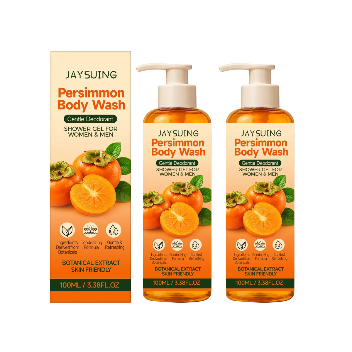 Persimmon Refreshing Body Wash Gentle Moisturizing Smooth Soft Silky Hydrating Nourishing Shower Gel All Skin Types Daily