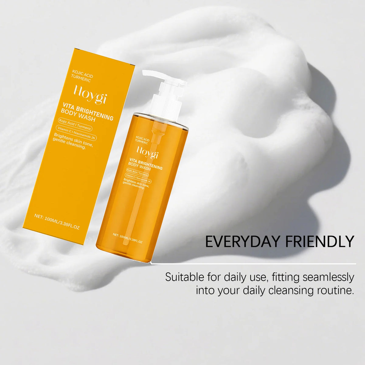 HOYGI Turmeric Shower Gel Moisturizing Smooth Skin Gentle Foam Body Cleansing Nicotinamide Whitening Brightening Body Wash 100ml
