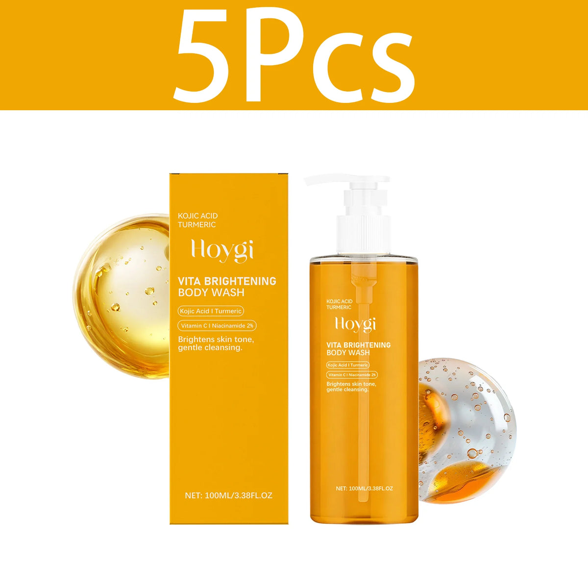 HOYGI Turmeric Shower Gel Moisturizing Smooth Skin Gentle Foam Body Cleansing Nicotinamide Whitening Brightening Body Wash 100ml