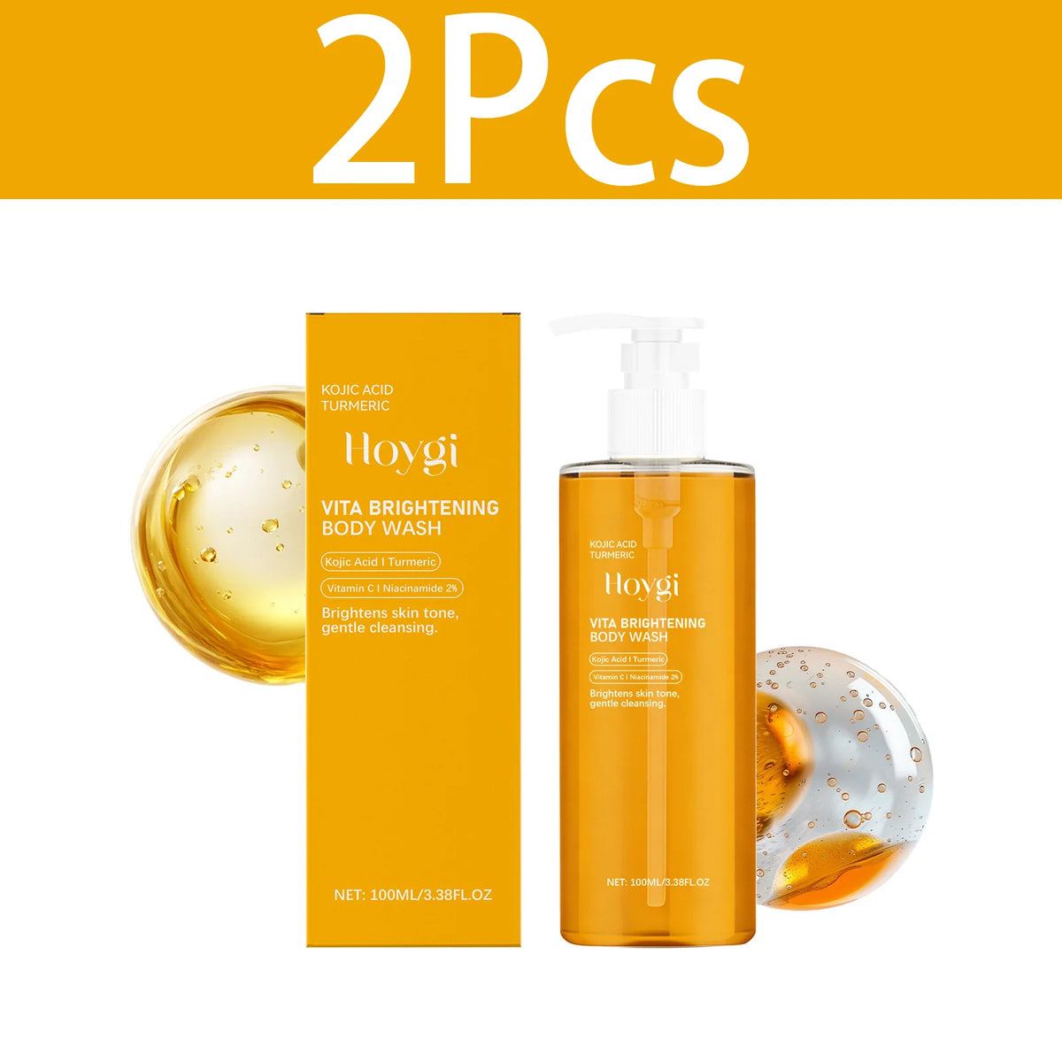 HOYGI Turmeric Shower Gel Moisturizing Smooth Skin Gentle Foam Body Cleansing Nicotinamide Whitening Brightening Body Wash 100ml