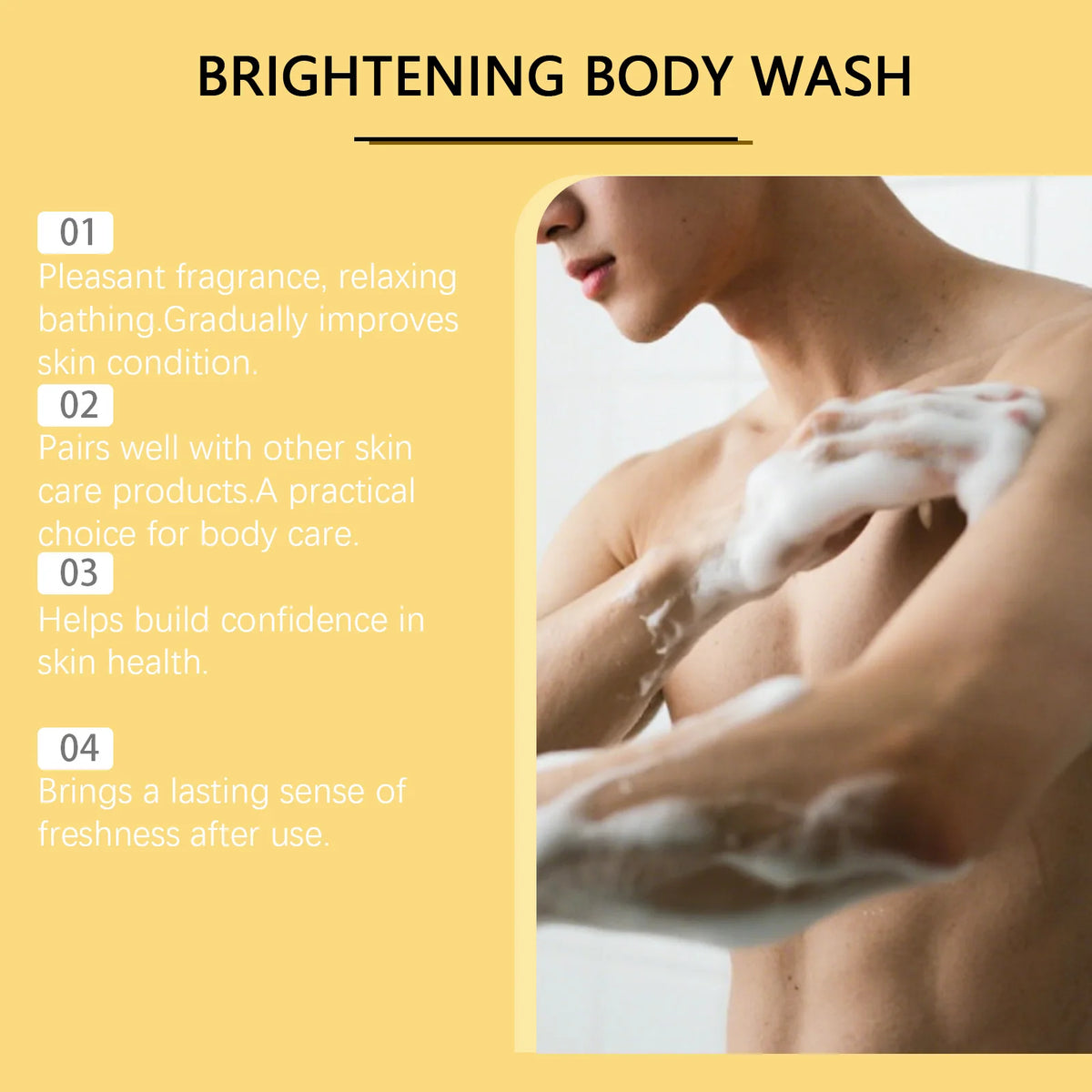 HOYGI Turmeric Shower Gel Moisturizing Smooth Skin Gentle Foam Body Cleansing Nicotinamide Whitening Brightening Body Wash 100ml