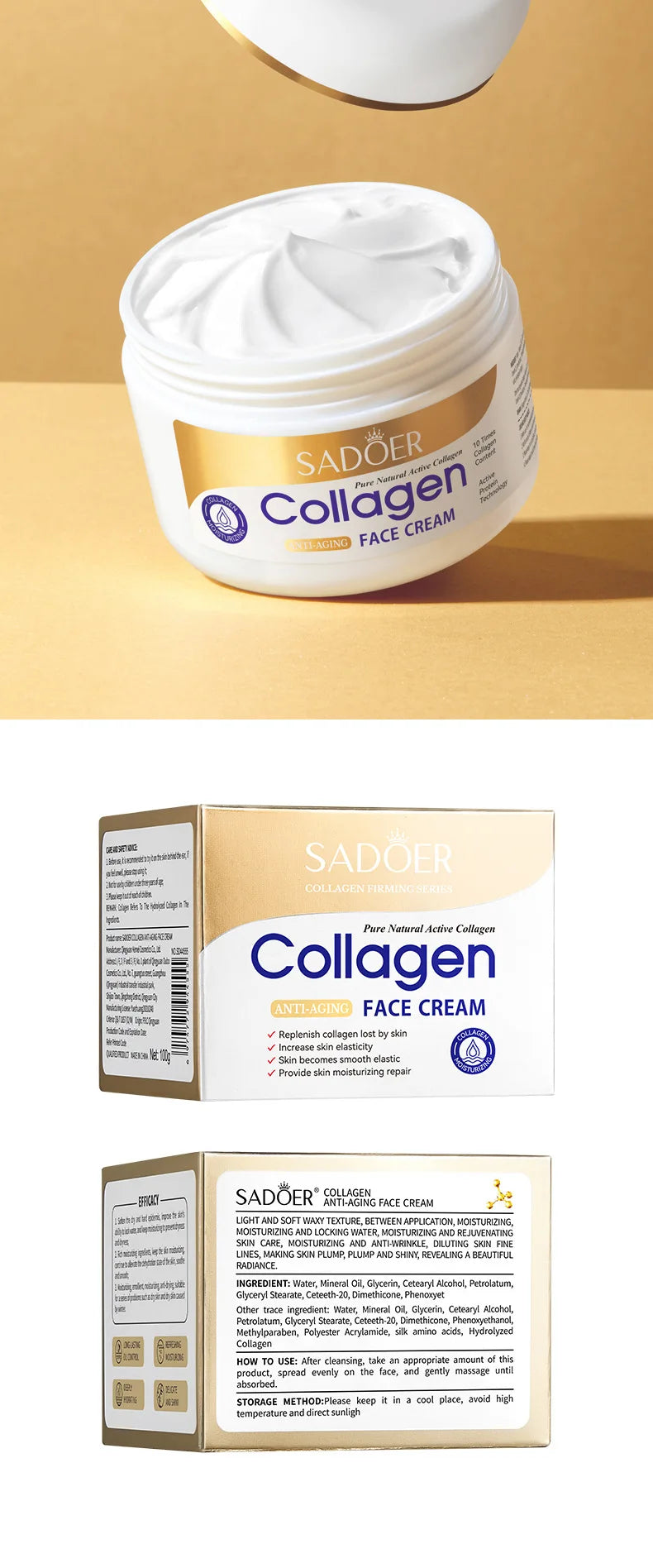 SADOER Collagen Firming Face Cream sknicare Moisturizing Hydrating Face Creams Faical Cream Beauty Face Skin Care Products
